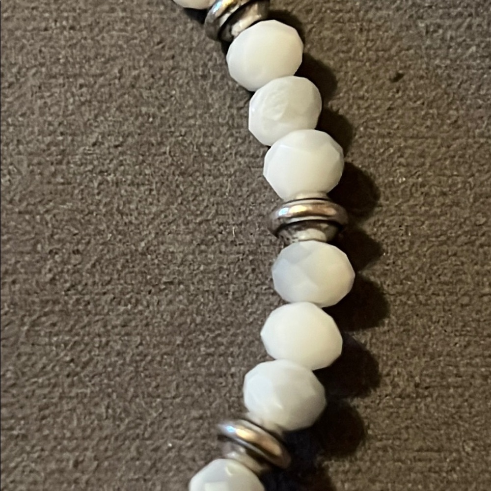 Alex and Ani Silver and Beige Beaded Expandable Bracelet with Charms - Picture 4 of 11